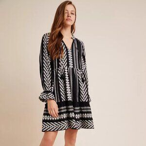 Anthropologie : Maeve Dominique Tunic Dress Black Jacquard (Size: XL)